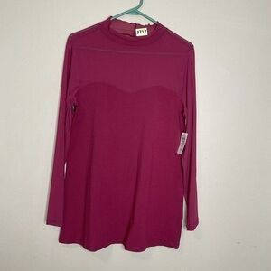NWT Torrid Pink Stretch Mesh Foxy MockNeck Long Sleeve Blouse Women Plus Size 2X